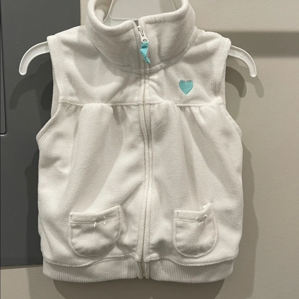Carter's 18M White Fleece Vest with Blue Accents